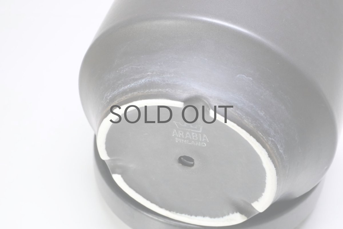 画像3: ビンテージ北欧/ARABIA/アラビア/Richard Lindh/植物ポット/鉢+受け皿/ブラック/Mサイズ/No.2 (3)