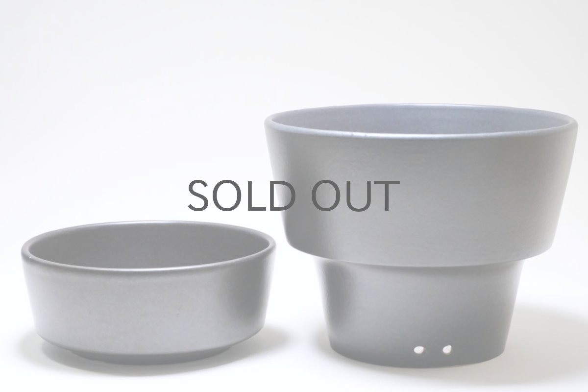 画像8: ビンテージ北欧/ARABIA/アラビア/Richard Lindh/植物ポット/鉢＋受け皿/丸形深皿/ブラック (8)