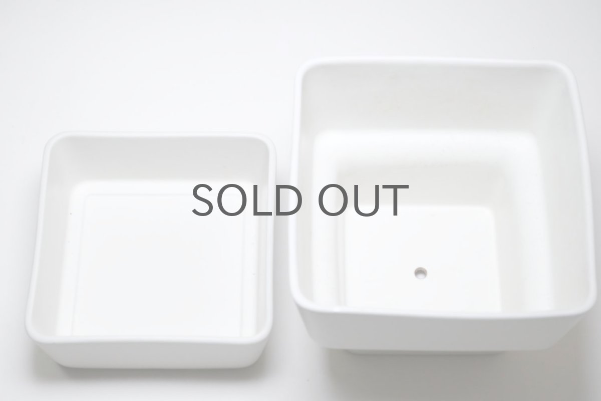 画像4: ビンテージ北欧/ARABIA/アラビア/Richard Lindh/植物ポット/鉢＋受け皿/四角形深皿/ホワイト (4)