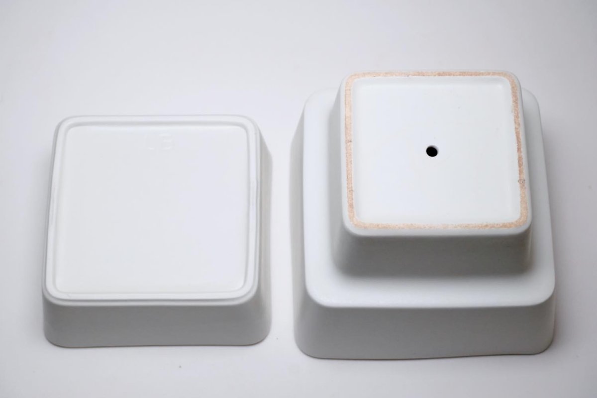 画像5: ビンテージ北欧/ARABIA/アラビア/Richard Lindh/植物ポット/鉢+受け皿/四角形深皿/ホワイト (5)