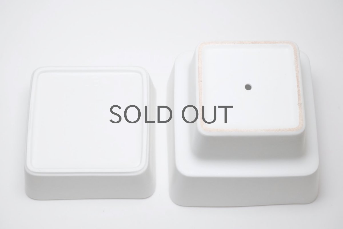 画像5: ビンテージ北欧/ARABIA/アラビア/Richard Lindh/植物ポット/鉢＋受け皿/四角形深皿/ホワイト (5)