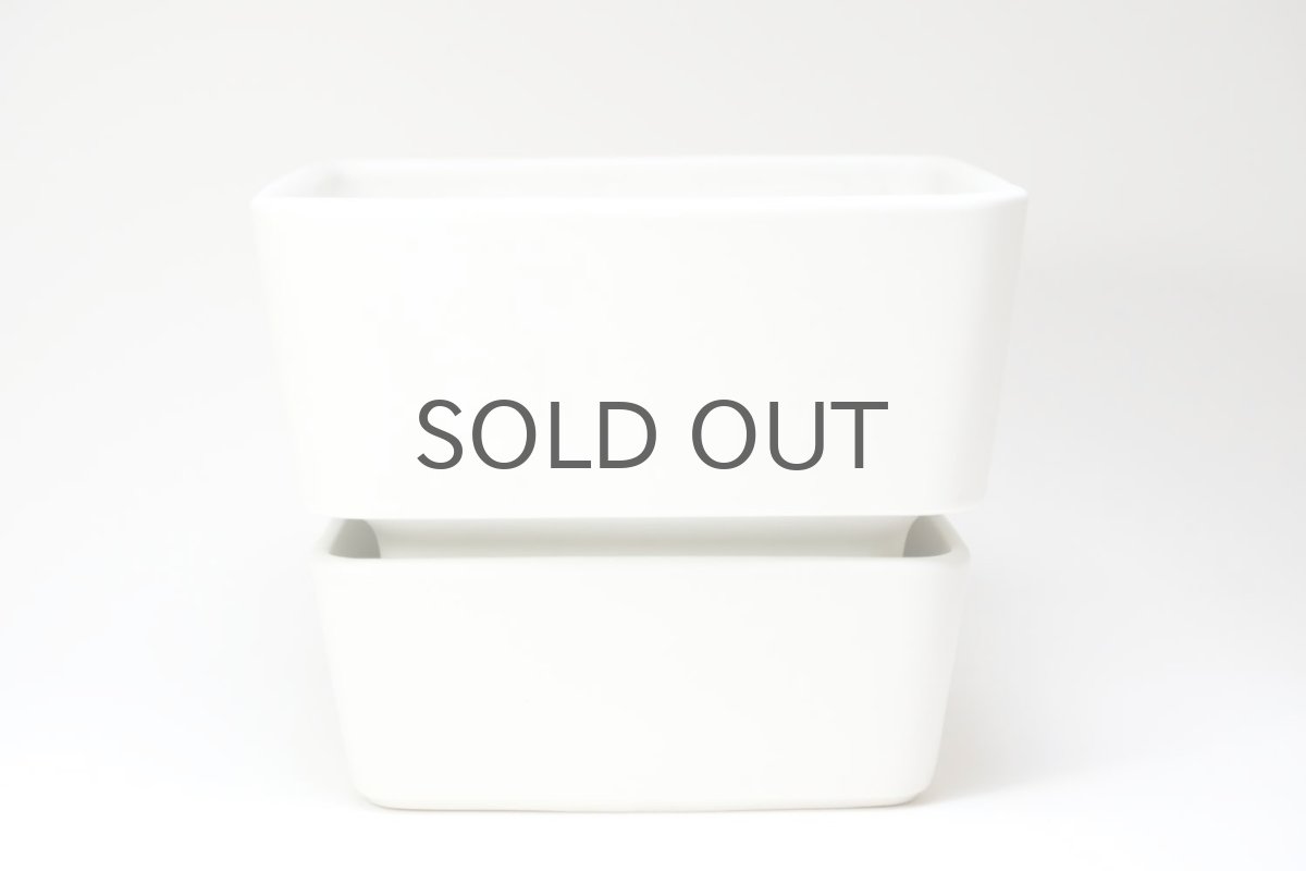 画像1: ビンテージ北欧/ARABIA/アラビア/Richard Lindh/植物ポット/鉢＋受け皿/四角形深皿/ホワイト (1)