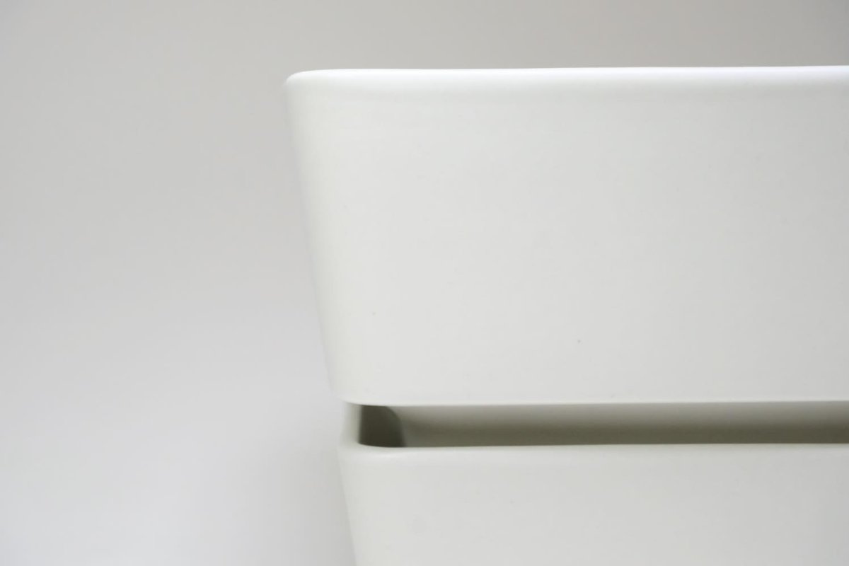 画像2: ビンテージ北欧/ARABIA/アラビア/Richard Lindh/植物ポット/鉢+受け皿/四角形深皿/ホワイト (2)