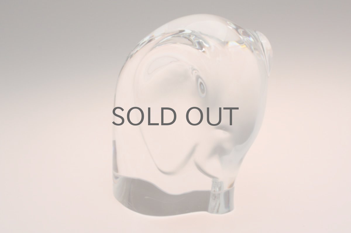 画像2: スウェーデン Orrefos社 クリスタルガラス ゾウ  (2)