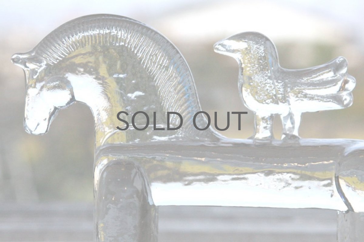 画像2: Kosta Boda/コスタボダ/ガラスのオブジェ ポニー&小鳥 (2)