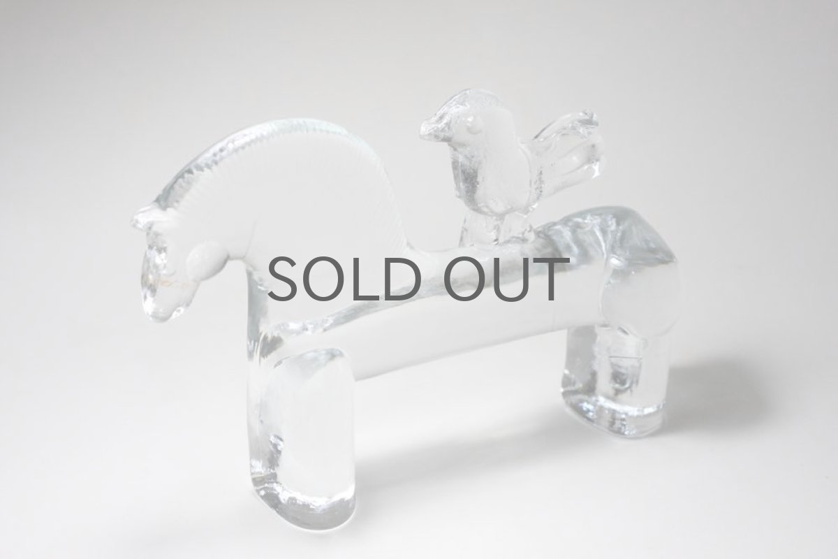 画像3: Kosta Boda コスタボダ ガラスのオブジェ ポニー&小鳥 (3)