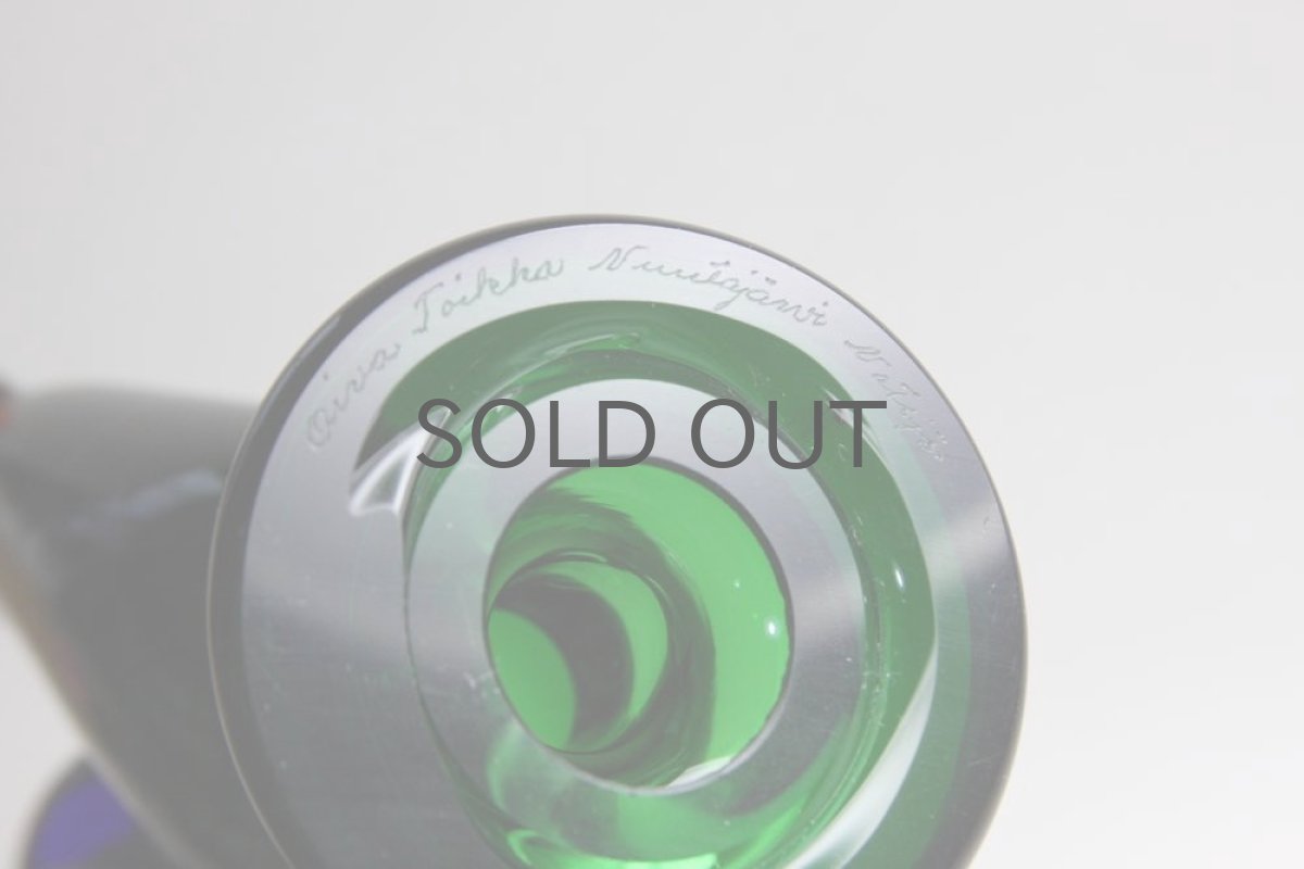 画像8: 北欧アートガラス/ビンテージガラス/Oiva Toikka/オイバ・トイッカ/Nuutajarvi/ヌータヤルヴィ/Sieppo/シエッポスタンド/グリーン (8)