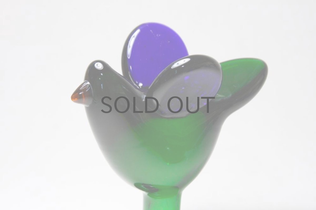 画像6: 北欧アートガラス/ビンテージガラス/Oiva Toikka/オイバ・トイッカ/Nuutajarvi/ヌータヤルヴィ/Sieppo/シエッポスタンド/グリーン (6)