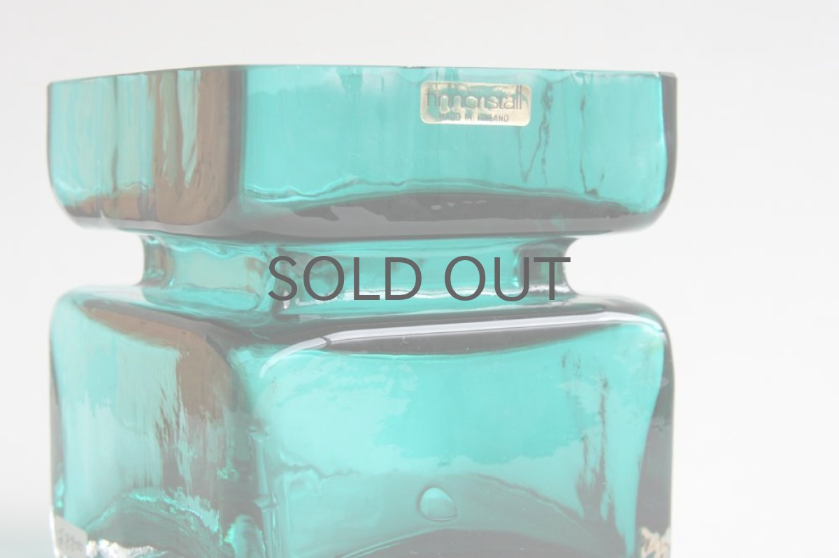 画像2: 北欧雑貨 Riihimaen Lasi Palaシリーズ 花瓶 ブルーグリーン Lサイズ (2)