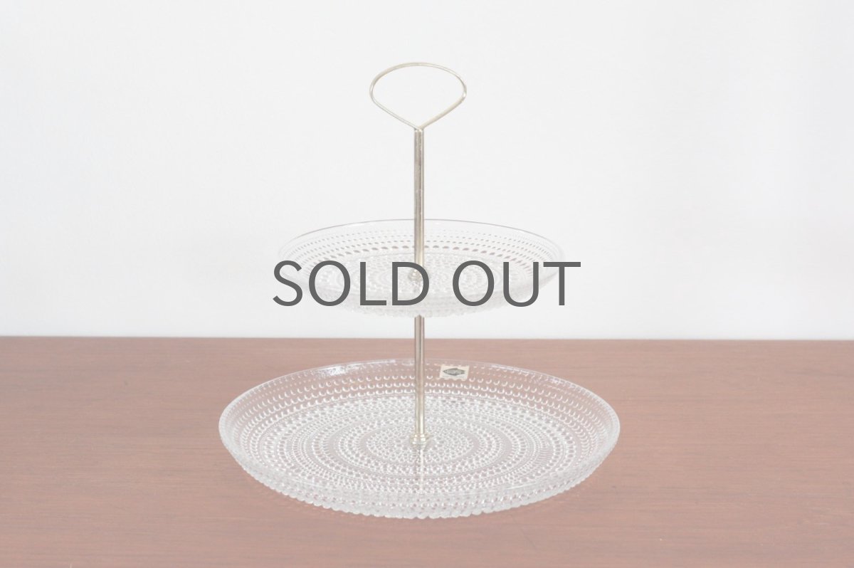 画像3: ARABIA/NUUTAJARVI /オイバ・トイッカ /Kastehelmi/カステヘルミ /2段ケーキプレート/クリア (3)