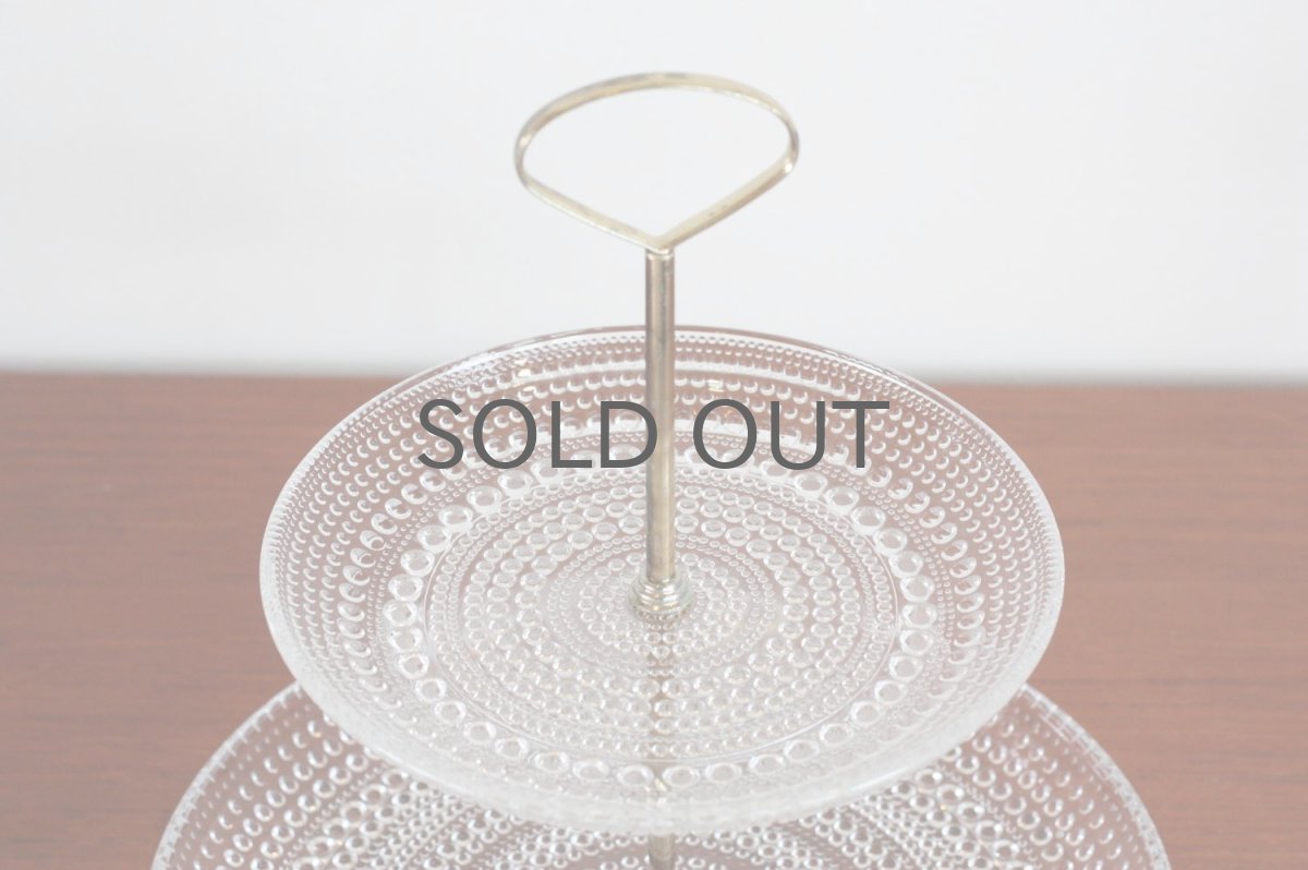 画像6: ARABIA/NUUTAJARVI /オイバ・トイッカ /Kastehelmi/カステヘルミ /2段ケーキプレート/クリア (6)