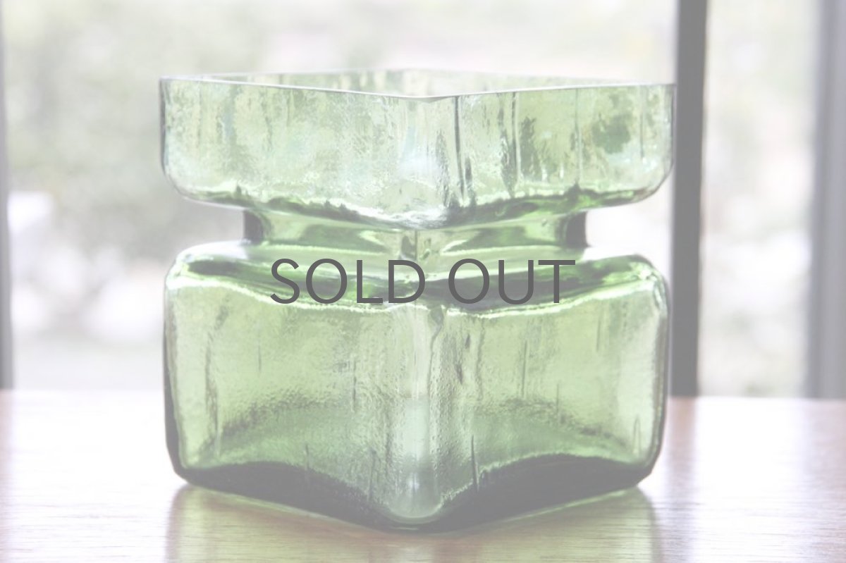 画像3: ビンテージ北欧雑貨/Riihimaen Lasi/リーヒマエン・ラシ/Pala/花瓶/グリーン/Lサイズ (3)