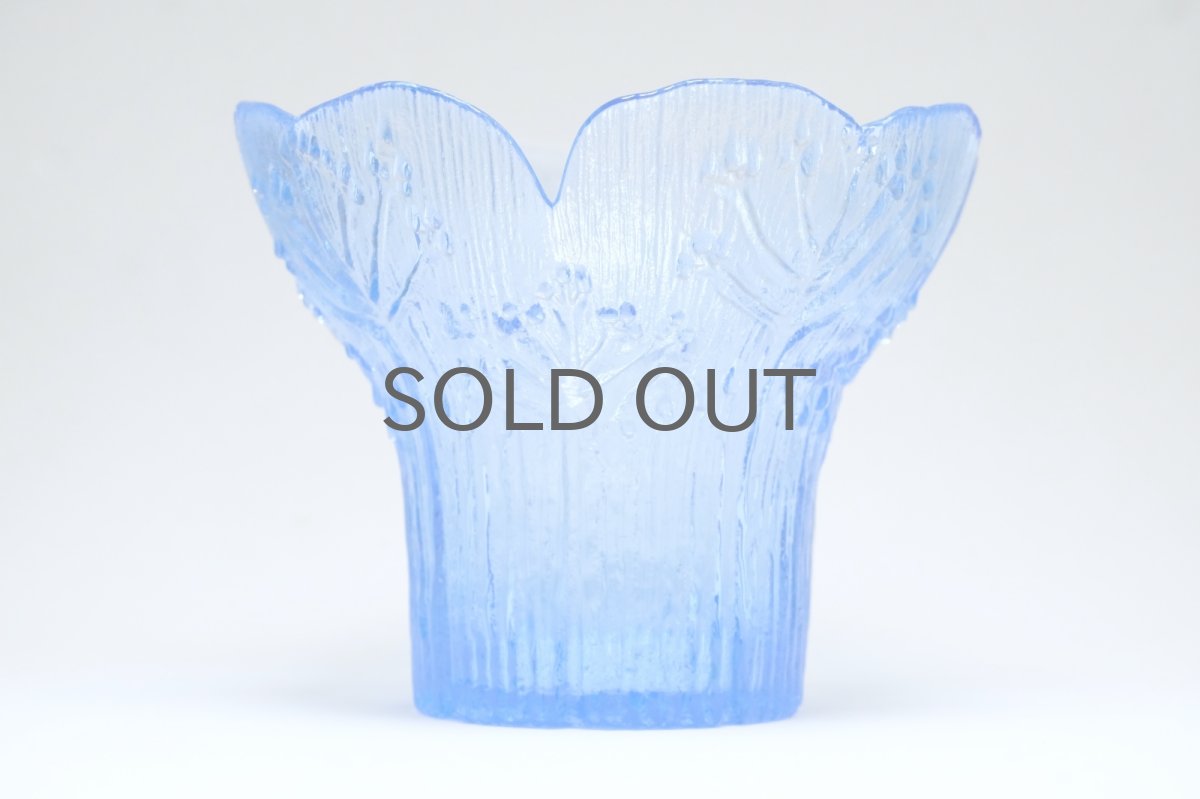 画像4: ビンテージ北欧ガラス/フィンランド/Mantsalan Lasisepat/シャク/レアカラーブルー/Lサイズ/花瓶/キャンドルホルダー (4)