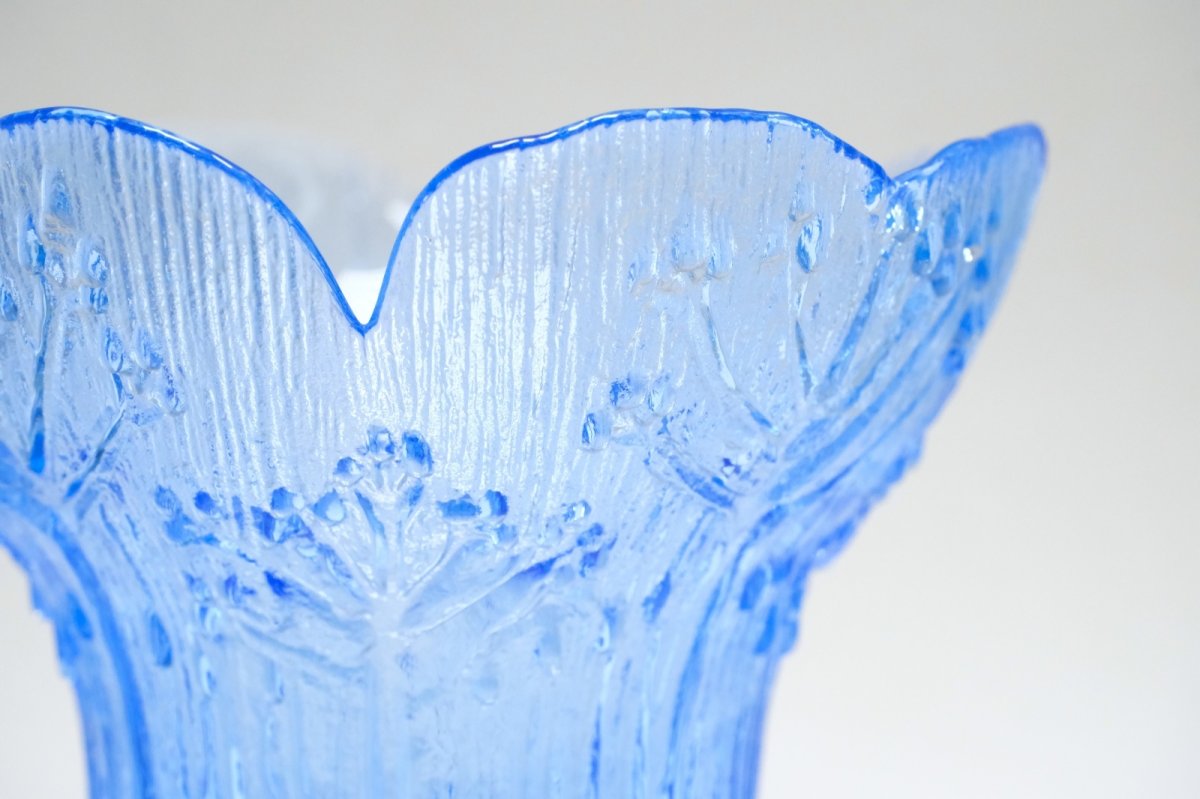 画像5: ビンテージ北欧ガラス/フィンランド/Mantsalan Lasisepat/シャク/レアカラーブルー/Lサイズ/花瓶/キャンドルホルダー (5)