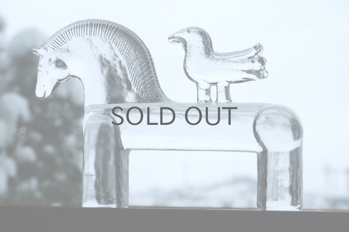 画像1: Kosta Boda/コスタボダ/ガラスのオブジェ /Bertil Vallien/バーティル・ヴァルレーン/馬＆小鳥 (1)