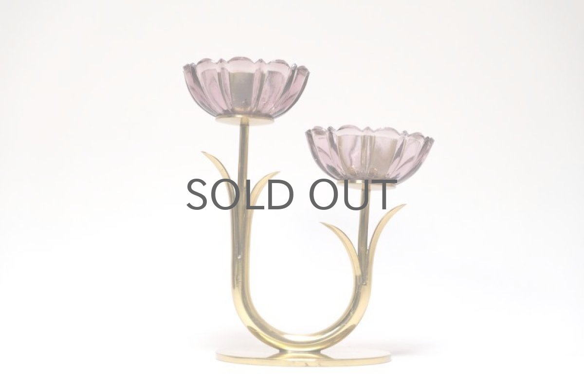 画像2: スウェーデン/Gunnar Ander/グンナー アンデル/キャンドルスタンド/パープル花2連 (2)