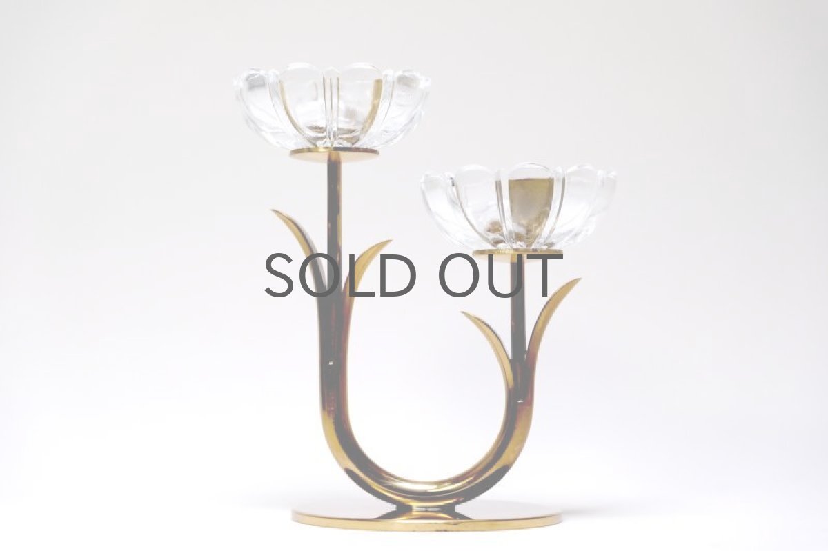 画像2: スウェーデン/Gunnar Ander/グンナー アンデル/キャンドルスタンド/クリア花2連 (2)