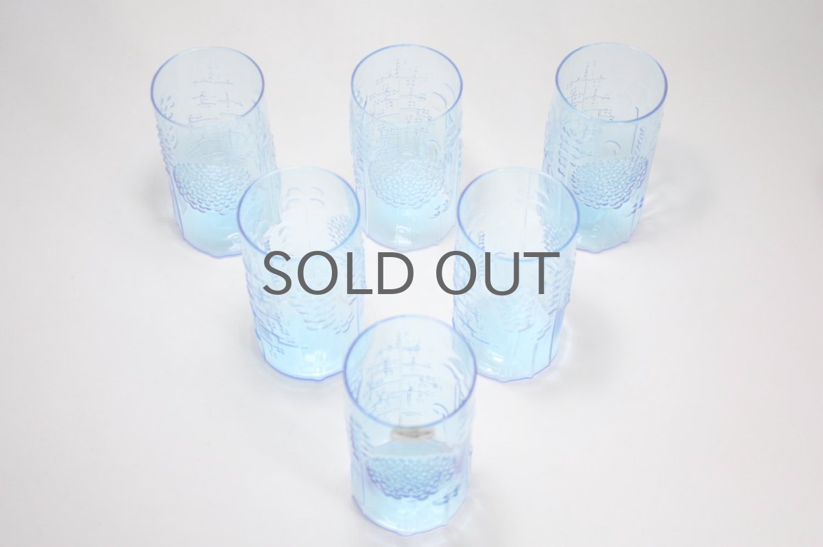 画像8: 北欧ビンテージガラス/オイバトイッカ/フローラ/ヌータヤルヴィ/グラス/タンブラー/オリジナルボックス付き/6個セット/未使用品/ブルー/高さ10cm (8)