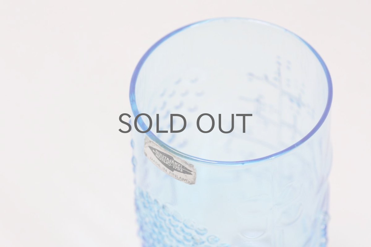 画像7: 北欧ビンテージガラス/オイバトイッカ/フローラ/ヌータヤルヴィ/グラス/タンブラー/オリジナルボックス付き/6個セット/未使用品/ブルー/高さ10cm (7)