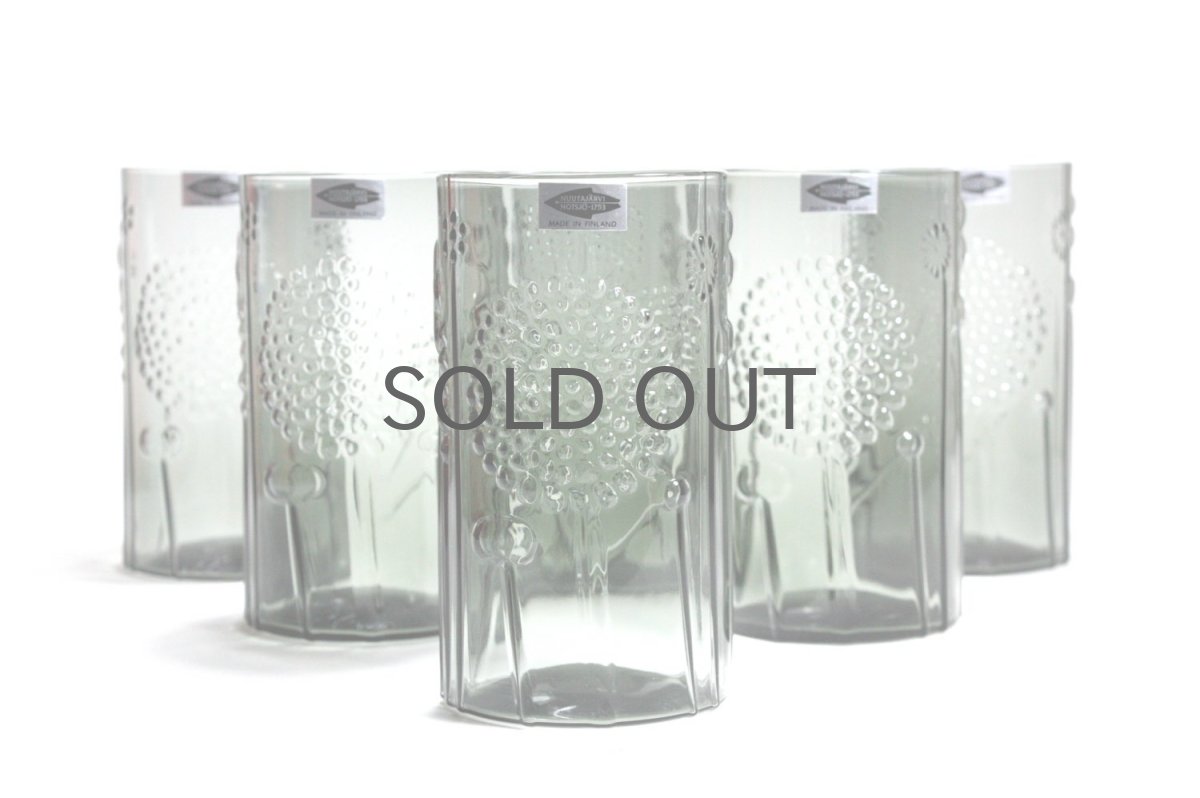 画像2: 北欧ビンテージガラス/オイバトイッカ/フローラ/グラス/タンブラー/オリジナルボックス付き/6個セット/未使用品/グレイ/ロング/高さ12cm (2)