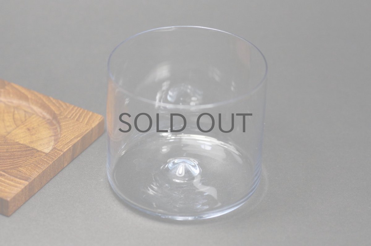 画像3: 北欧デンマーク/チークコースター付き吹きグラス/ロックグラス (3)