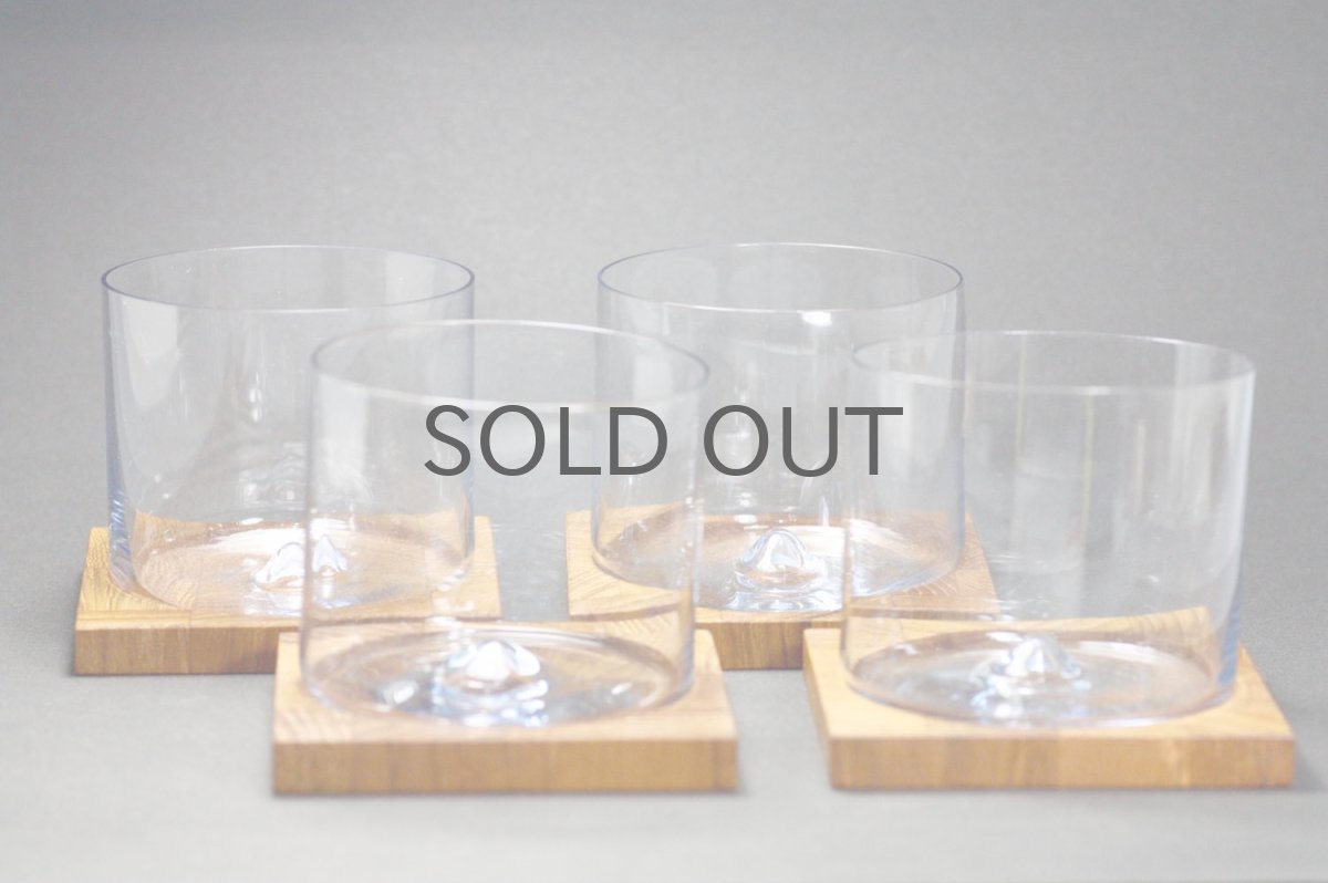 画像8: 北欧デンマーク/チークコースター付き吹きグラス/ロックグラス (8)