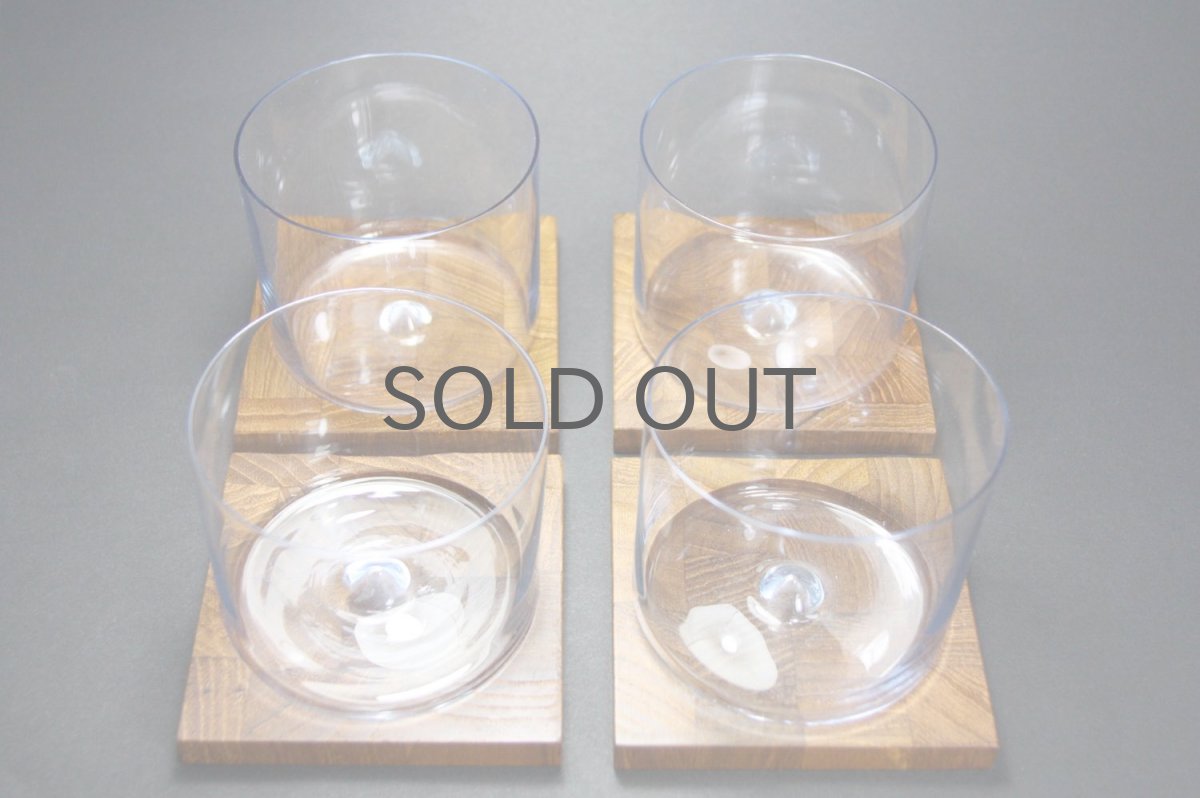 画像9: 北欧デンマーク/チークコースター付き吹きグラス/ロックグラス (9)