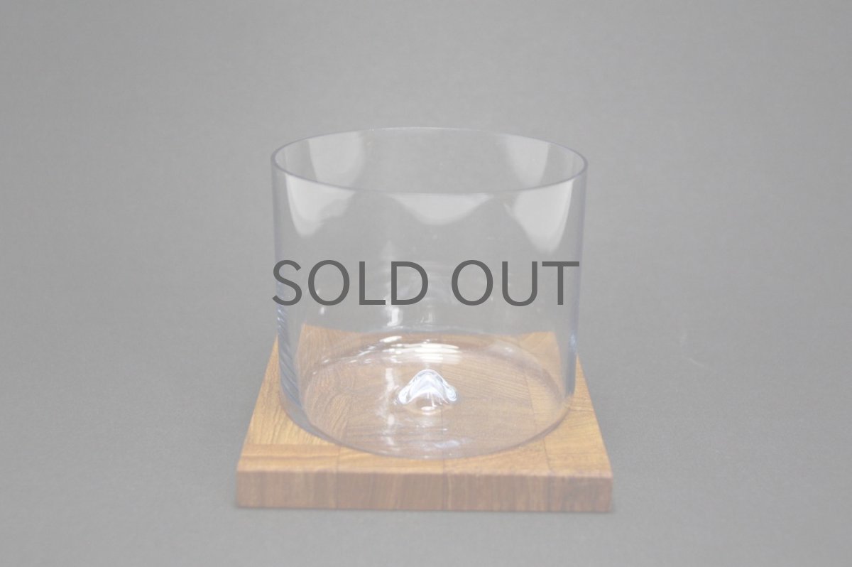 画像2: 北欧デンマーク/チークコースター付き吹きグラス/ロックグラス (2)