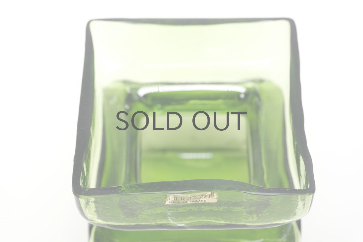 画像4: 北欧ビンテージ雑貨/Riihimaen Lasi/Pala/ベース/花瓶/Lサイズ/オリーブグリーン (4)