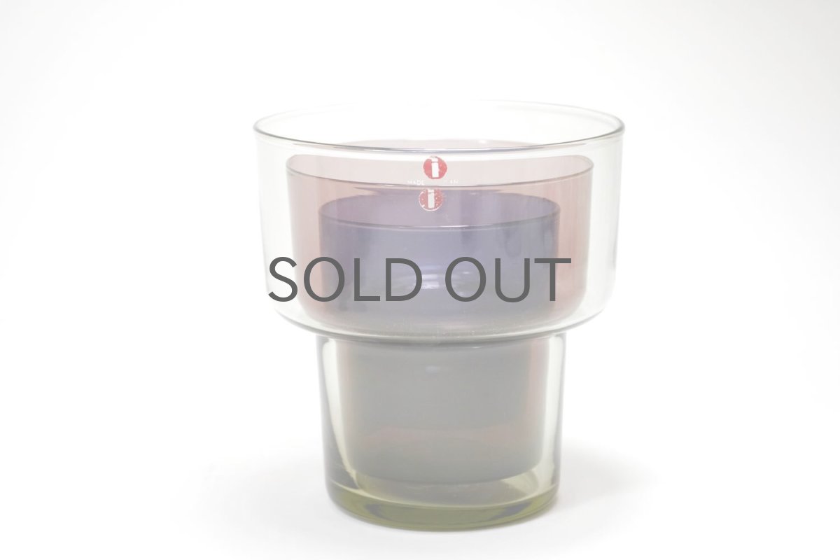 画像2: 北欧ビンテージガラス/Lisa Johansson Pape/リサヨハンソンパッペ/Viola/ビオラ/トリプルベース/クリア&ブルー&ピンク (2)