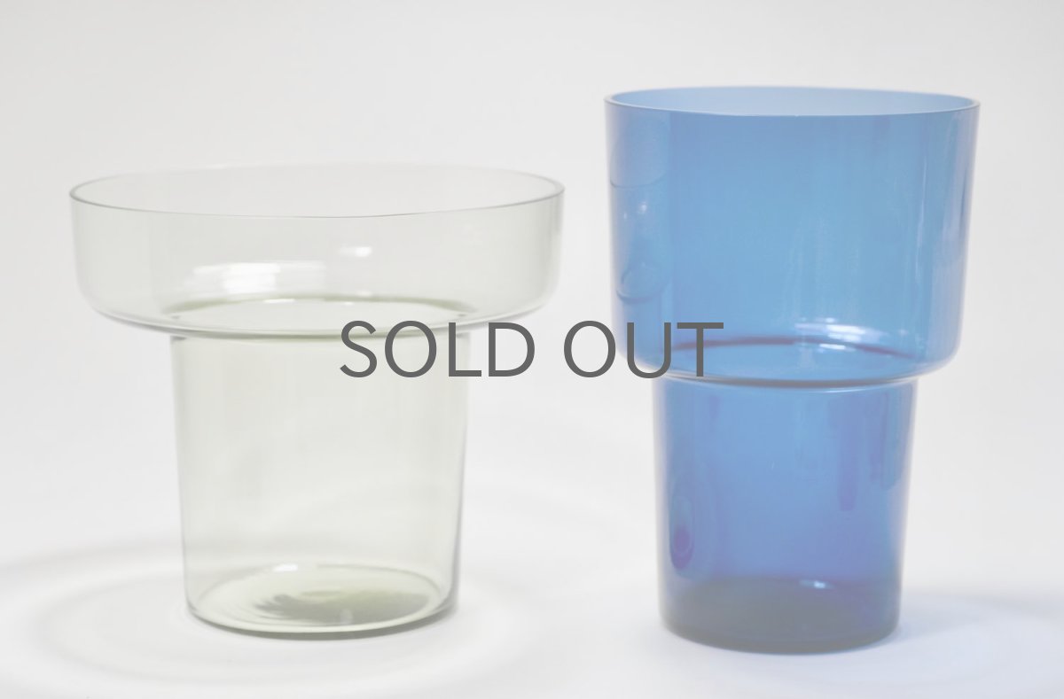 画像2: 北欧ビンテージガラス/Lisa Johansson Pape/リサヨハンソンパッペ/Achillea/アキレア/Wベース/クリア&ブルー (2)