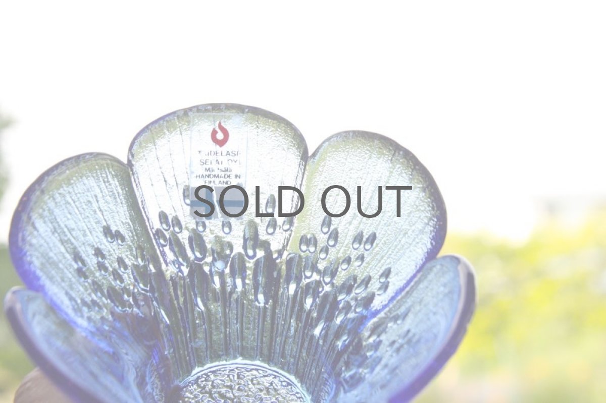 画像3: ビンテージ北欧ガラス/フィンランド/Mantsalan Lasisepat/クロッカス/レアカラーブルー/花瓶/キャンドルホルダー (3)