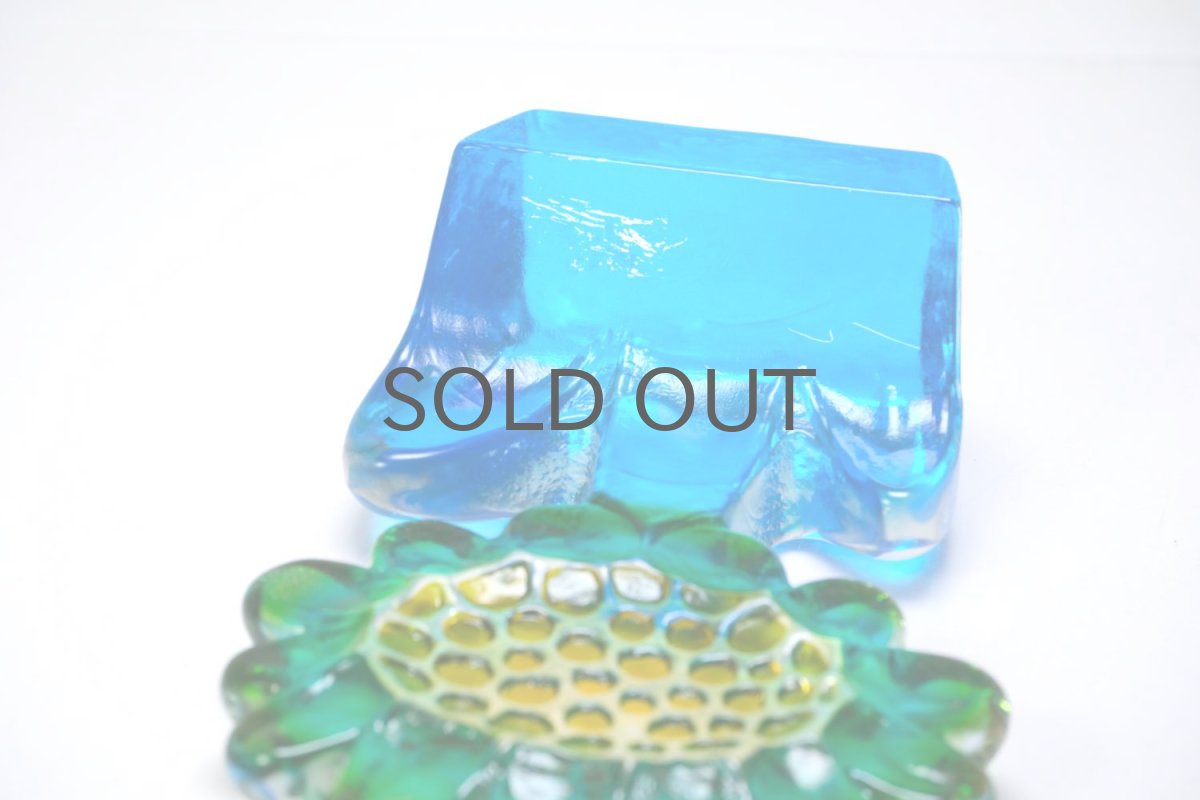 画像7: スウェーデン/Sea Glasbruk製/フラワーのガラスオブジェ/ブルー (7)