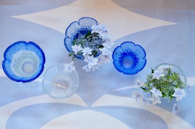 画像1: ビンテージ北欧ガラス/フィンランド/Mantsalan Lasisepat/クロッカス/レアカラーブルー/Lサイズ/花瓶/キャンドルホルダー