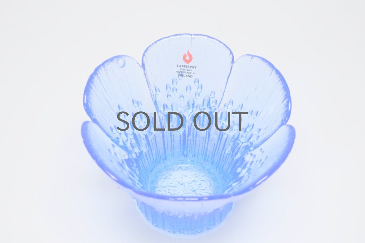 画像3: ビンテージ北欧ガラス/フィンランド/Mantsalan Lasisepat/クロッカス/レアカラーブルー/Mサイズ/花瓶/キャンドルホルダー (3)