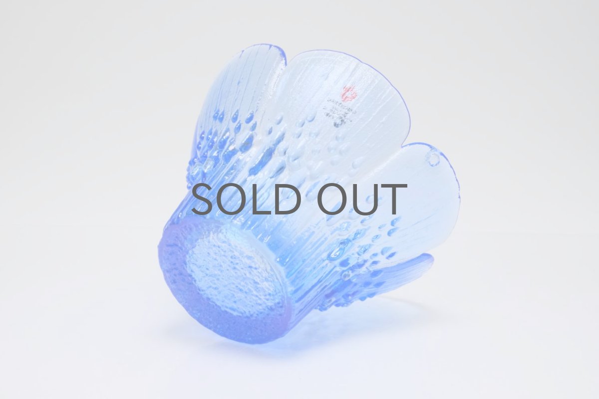 画像6: ビンテージ北欧ガラス/フィンランド/Mantsalan Lasisepat/クロッカス/レアカラーブルー/Mサイズ/花瓶/キャンドルホルダー (6)