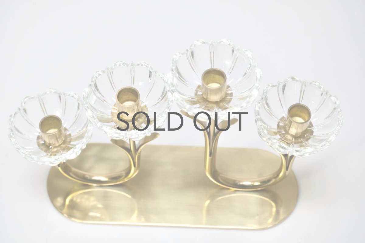 画像2: スウェーデン/Gunnar Ander/グンナー アンデル/キャンドルスタンド/クリア花4連 (2)