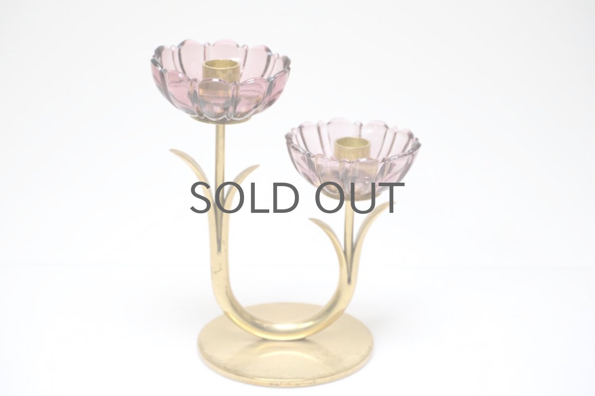 画像2: スウェーデン/Gunnar Ander/グンナー アンデル/キャンドルスタンド/パープル花2連/No.2 (2)