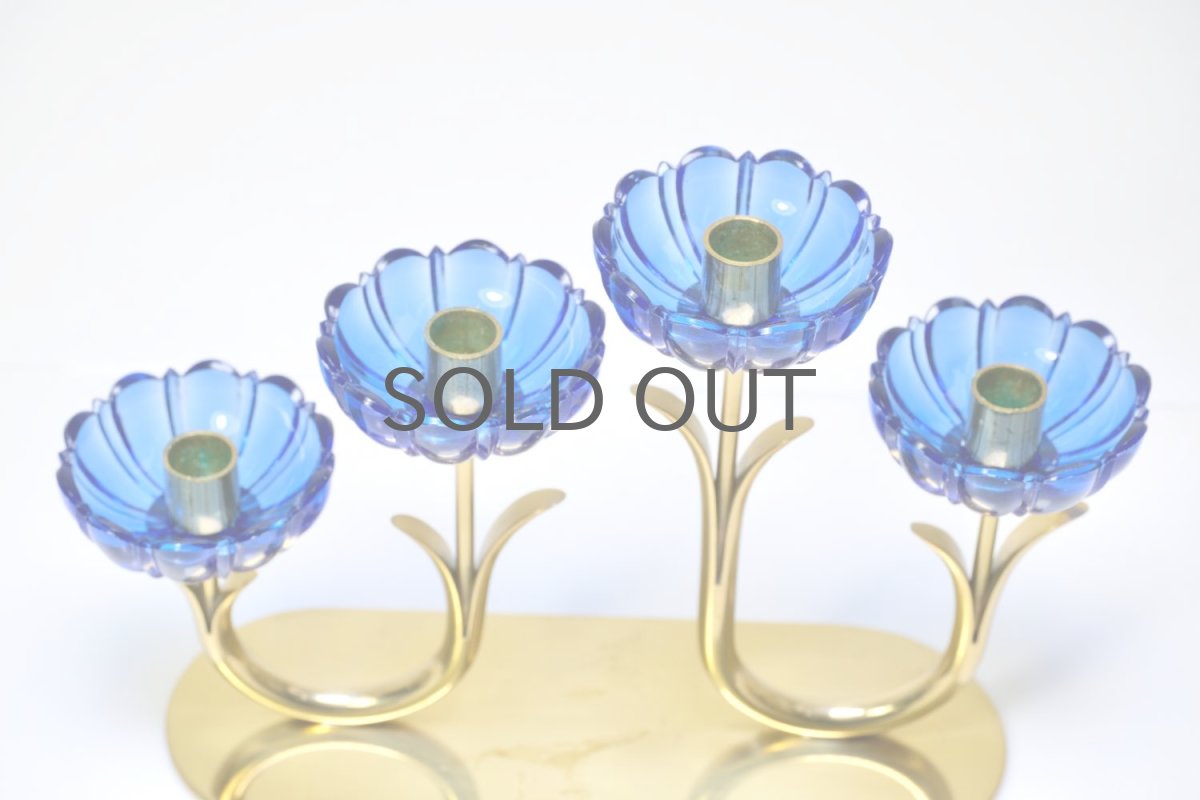 画像2: スウェーデン/Gunnar Ander/グンナー アンデル/キャンドルスタンド/ブルー花4連 (2)