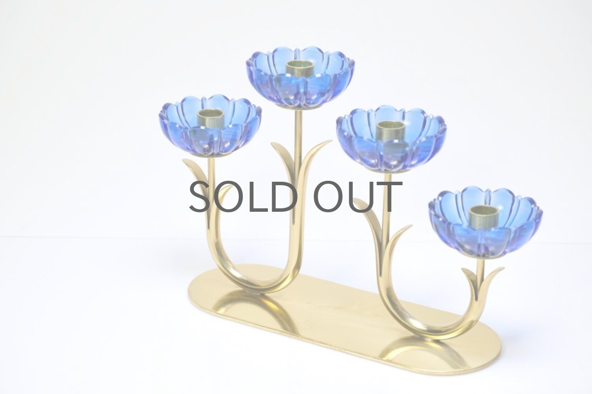 画像4: スウェーデン/Gunnar Ander/グンナー アンデル/キャンドルスタンド/ブルー花4連 (4)