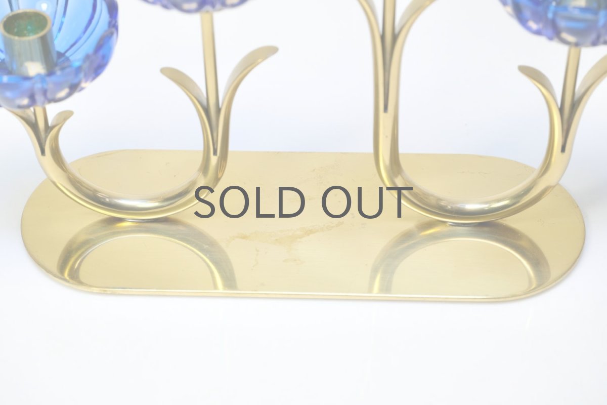 画像6: スウェーデン/Gunnar Ander/グンナー アンデル/キャンドルスタンド/ブルー花4連 (6)