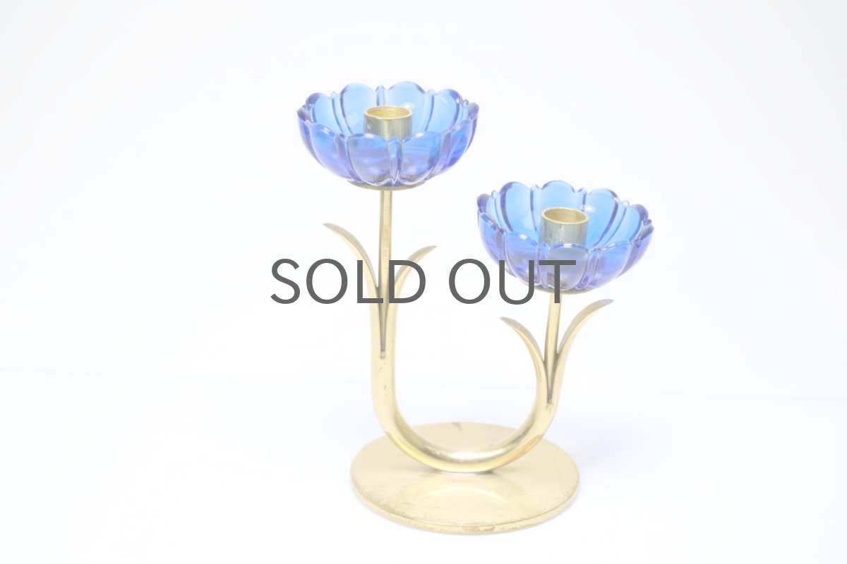 画像3: スウェーデン/Gunnar Ander/グンナー アンデル/キャンドルスタンド/ブルー花2連 (3)
