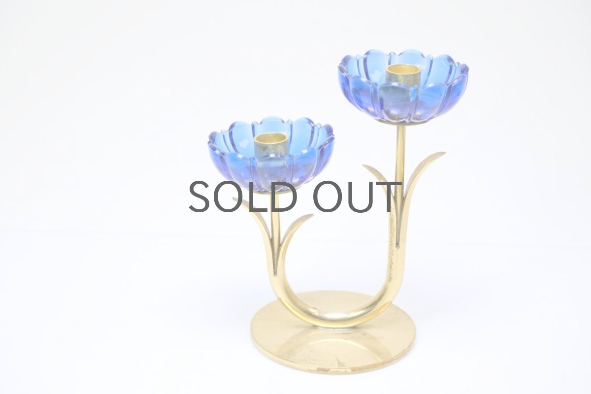 画像5: スウェーデン/Gunnar Ander/グンナー アンデル/キャンドルスタンド/ブルー花2連 (5)