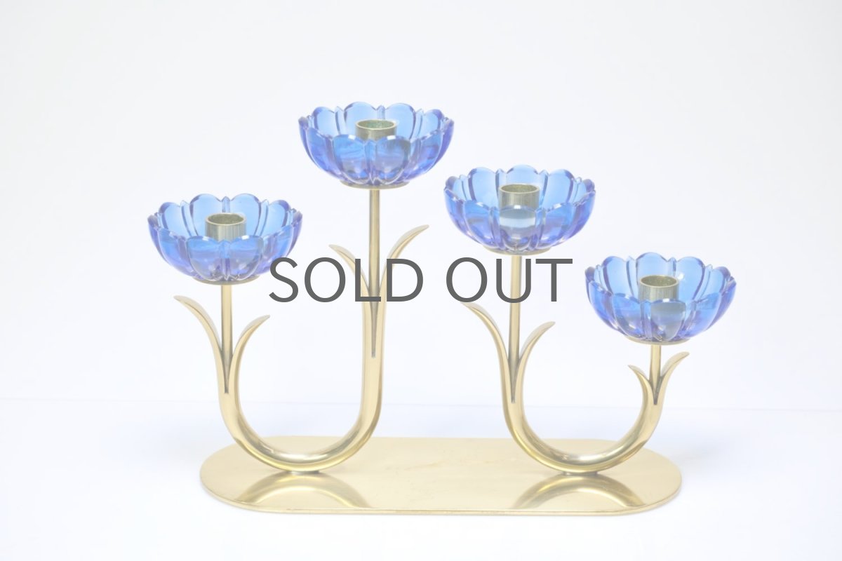 画像3: スウェーデン/Gunnar Ander/グンナー アンデル/キャンドルスタンド/ブルー花4連 (3)