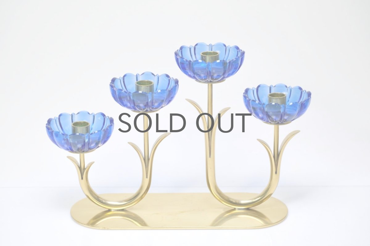 画像5: スウェーデン/Gunnar Ander/グンナー アンデル/キャンドルスタンド/ブルー花4連 (5)
