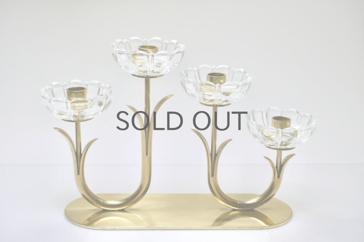 画像5: スウェーデン/Gunnar Ander/グンナー アンデル/キャンドルスタンド/クリア花4連 (5)