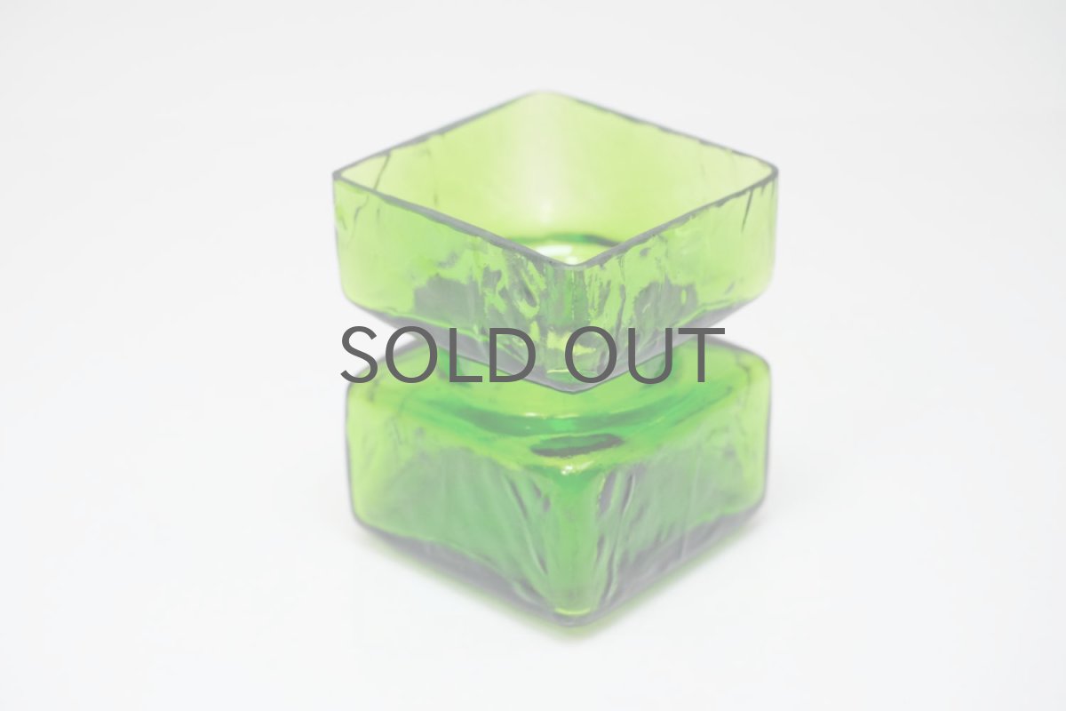 画像2: ビンテージ北欧雑貨/Riihimaen Lasi/リーヒマエンラシ/Pala/パラ/花瓶/グリーン/XSサイズ  (2)