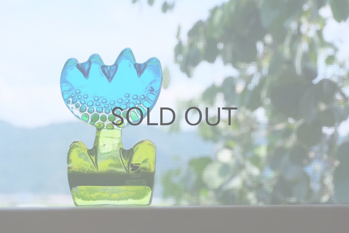 画像10: スウェーデン/Sea Glasbruk製/チューリップのガラスオブジェ/ブルー✕グリーン (10)