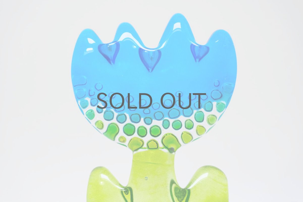 画像2: スウェーデン/Sea Glasbruk製/チューリップのガラスオブジェ/ブルー✕グリーン (2)