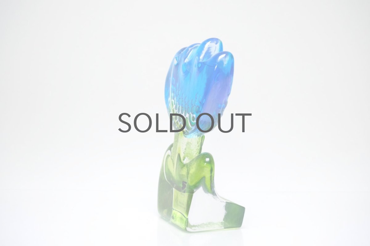 画像7: スウェーデン/Sea Glasbruk製/チューリップのガラスオブジェ/ブルー✕グリーン (7)